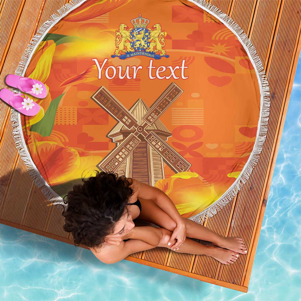 Personalized Netherlands Orange Tulip and Wildmill Beach Blanket
