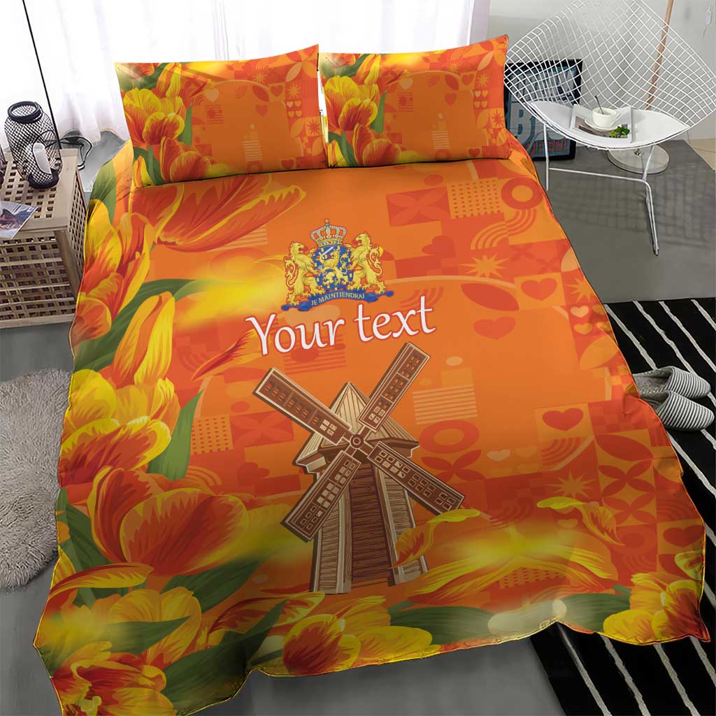 Personalized Netherlands Orange Tulip and Wildmill Bedding Set