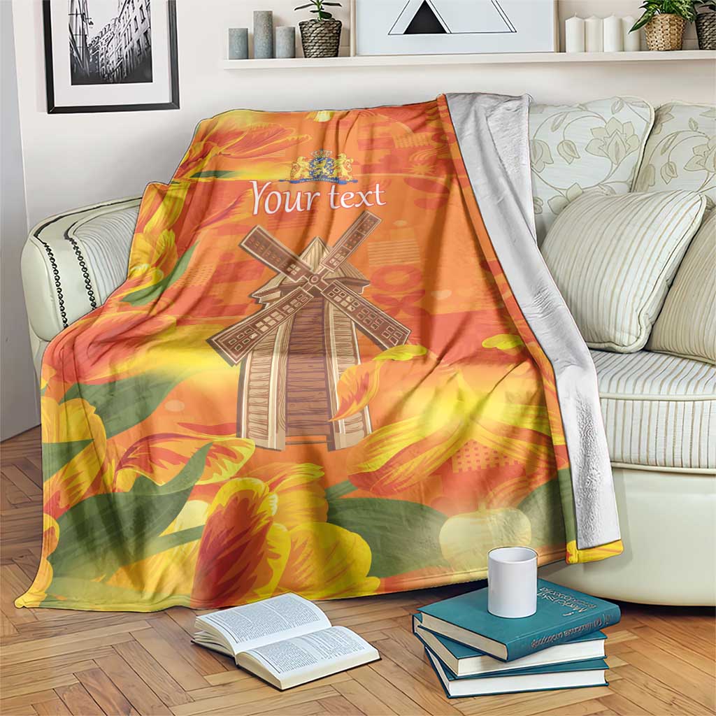 Personalized Netherlands Orange Tulip and Wildmill Blanket