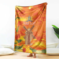Personalized Netherlands Orange Tulip and Wildmill Blanket