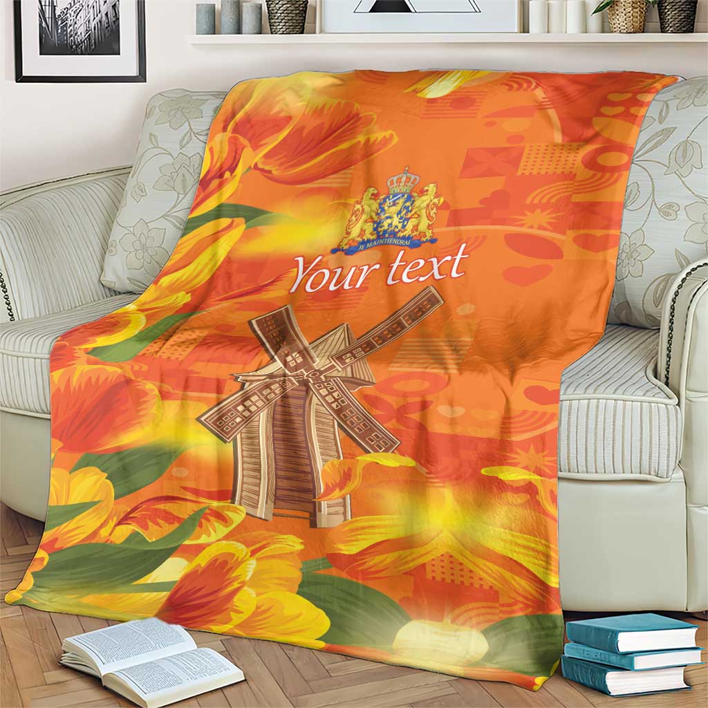 Personalized Netherlands Orange Tulip and Wildmill Blanket