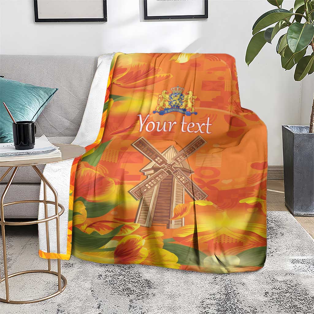 Personalized Netherlands Orange Tulip and Wildmill Blanket