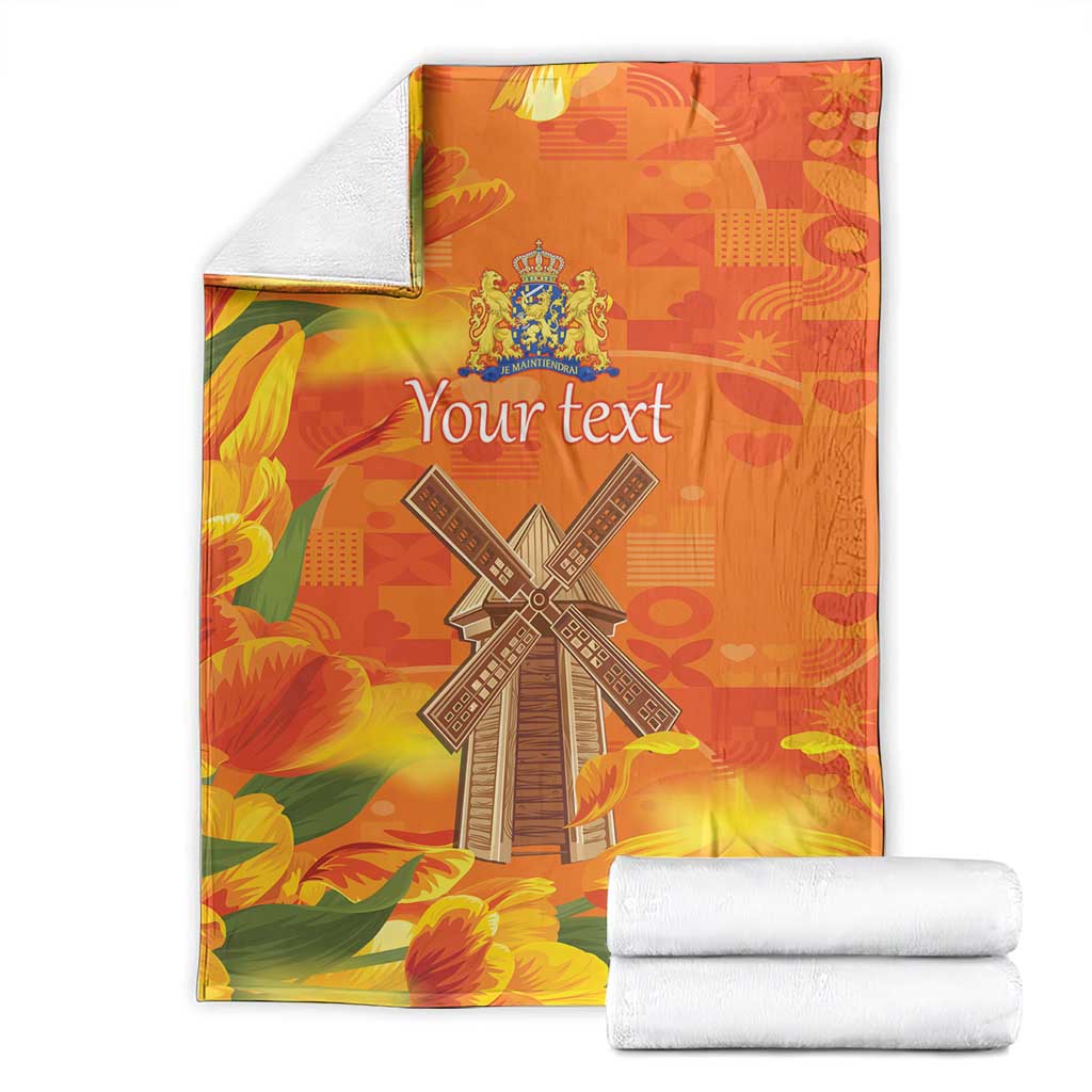 Personalized Netherlands Orange Tulip and Wildmill Blanket