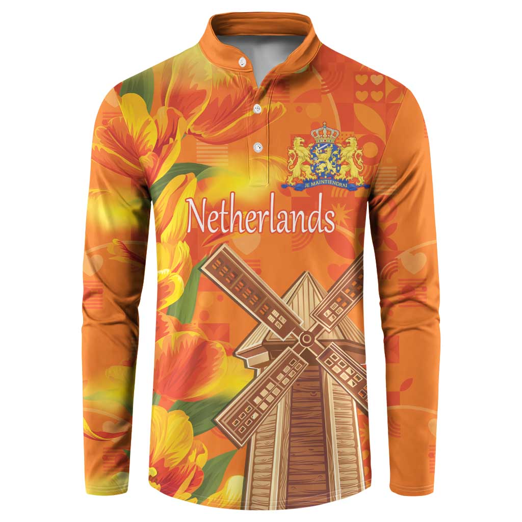 Personalized Netherlands Orange Tulip and Wildmill Button Sweatshirt