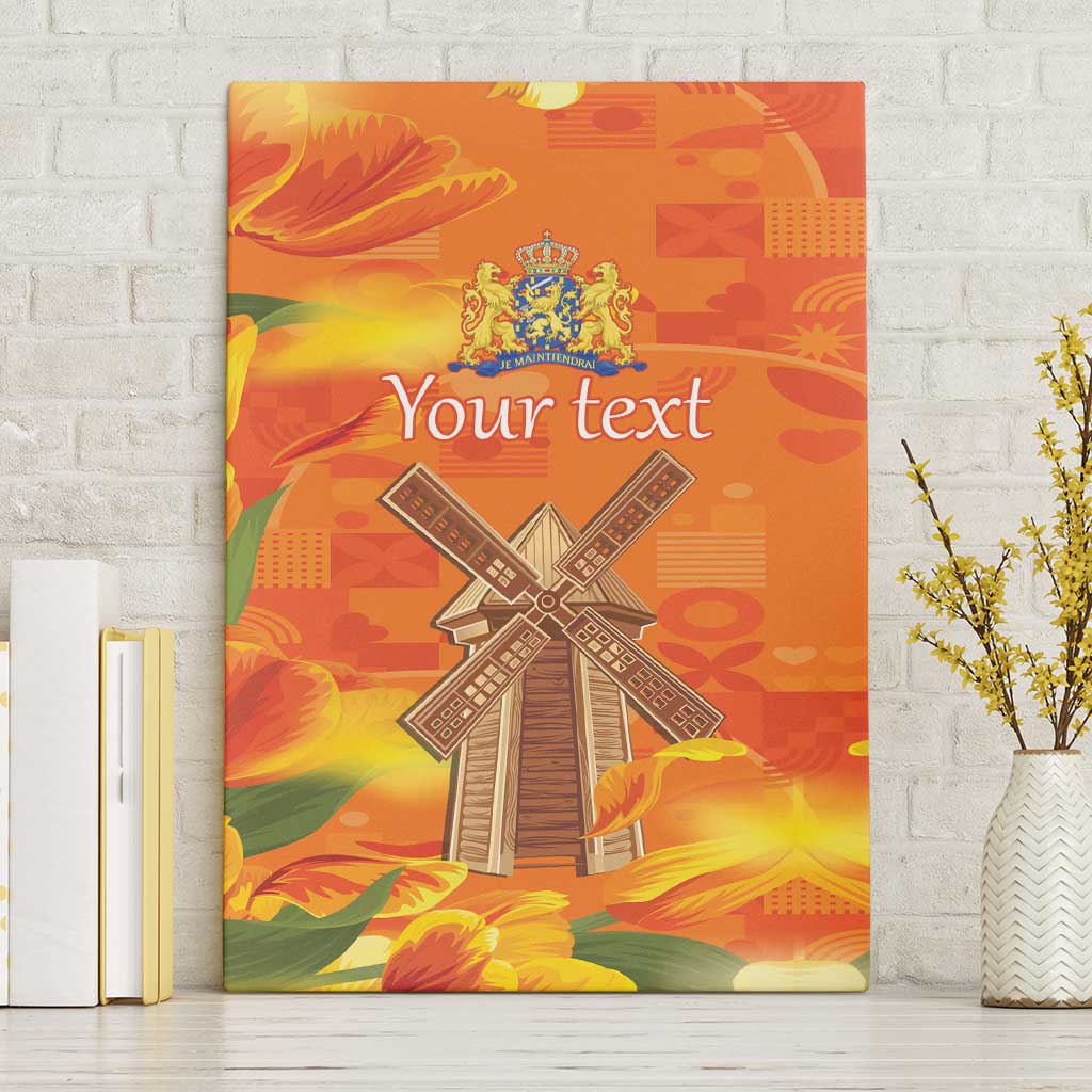 Personalized Netherlands Orange Tulip and Wildmill Canvas Wall Art
