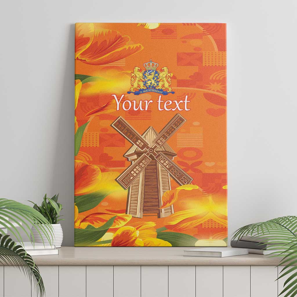 Personalized Netherlands Orange Tulip and Wildmill Canvas Wall Art