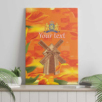 Personalized Netherlands Orange Tulip and Wildmill Canvas Wall Art