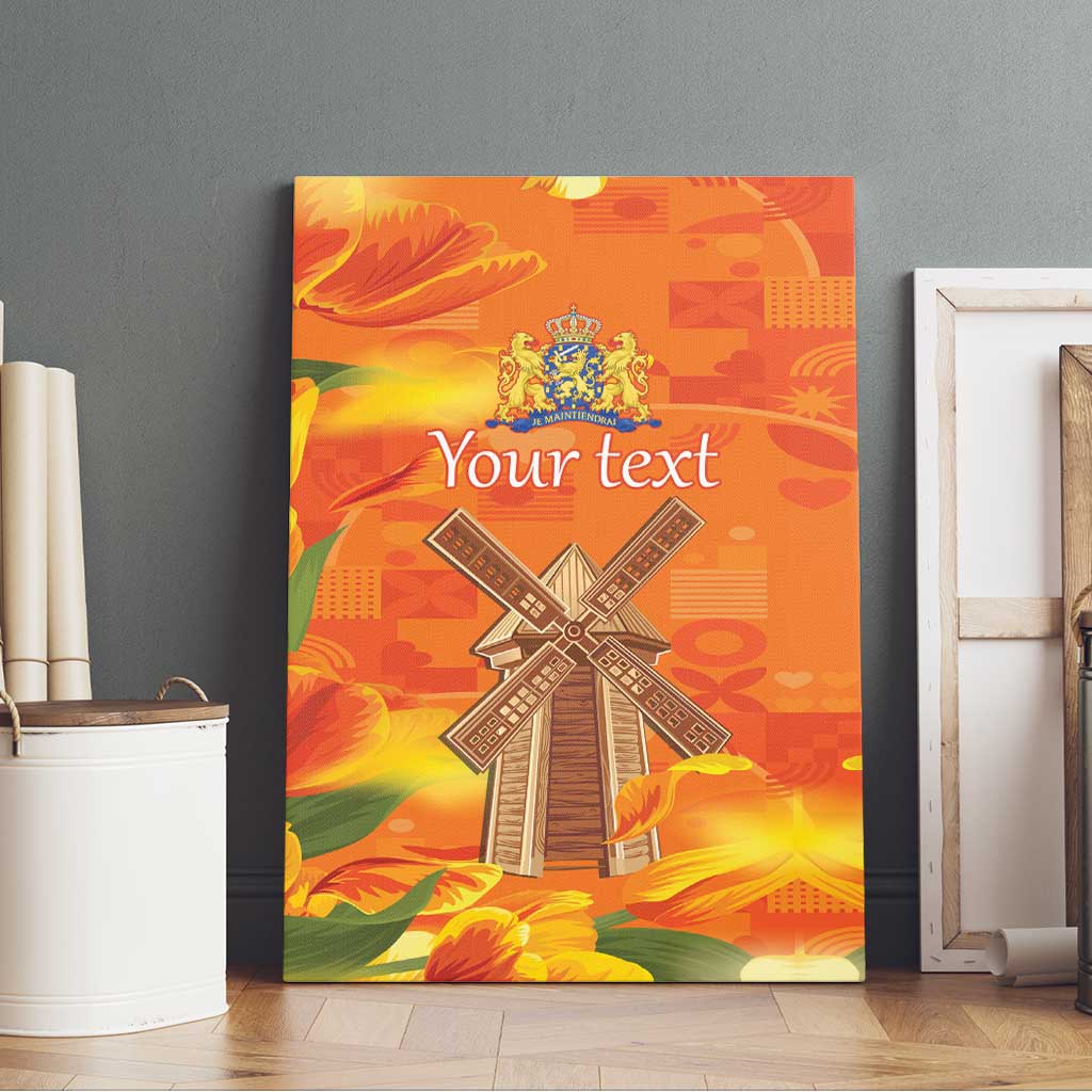 Personalized Netherlands Orange Tulip and Wildmill Canvas Wall Art