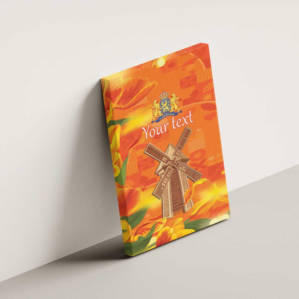Personalized Netherlands Orange Tulip and Wildmill Canvas Wall Art