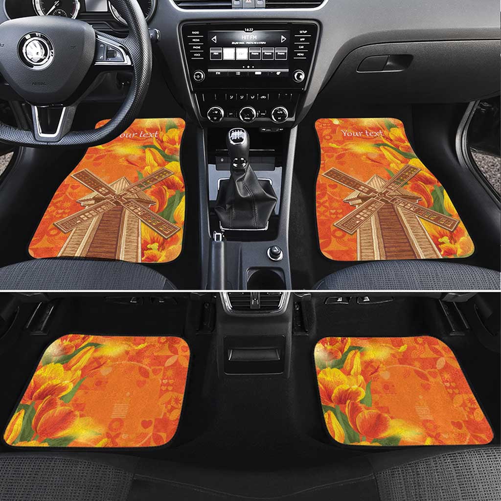Personalized Netherlands Orange Tulip and Wildmill Car Mats
