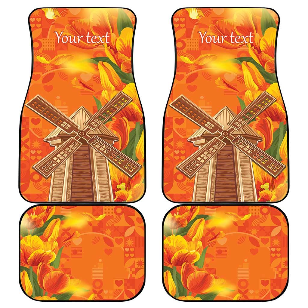 Personalized Netherlands Orange Tulip and Wildmill Car Mats