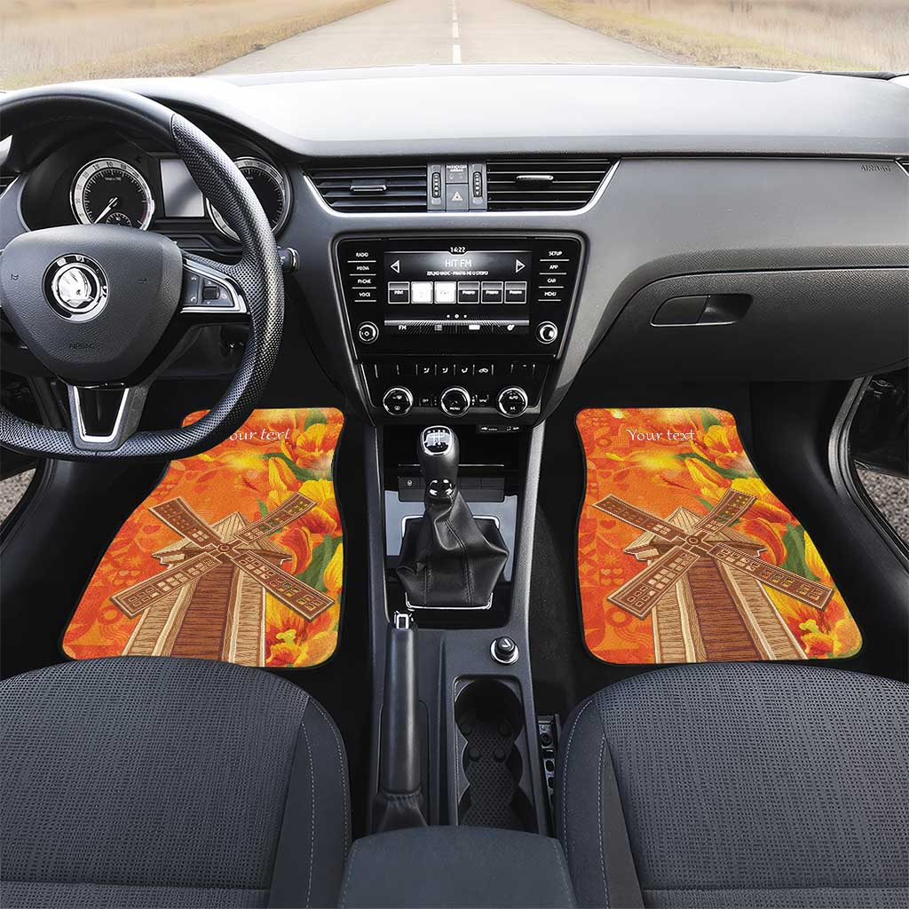 Personalized Netherlands Orange Tulip and Wildmill Car Mats