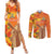 Personalized Netherlands Orange Tulip and Wildmill Couples Matching Summer Maxi Dress and Long Sleeve Button Shirt