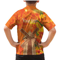 Personalized Netherlands Orange Tulip and Wildmill Family Matching Mermaid Dress and Hawaiian Shirt