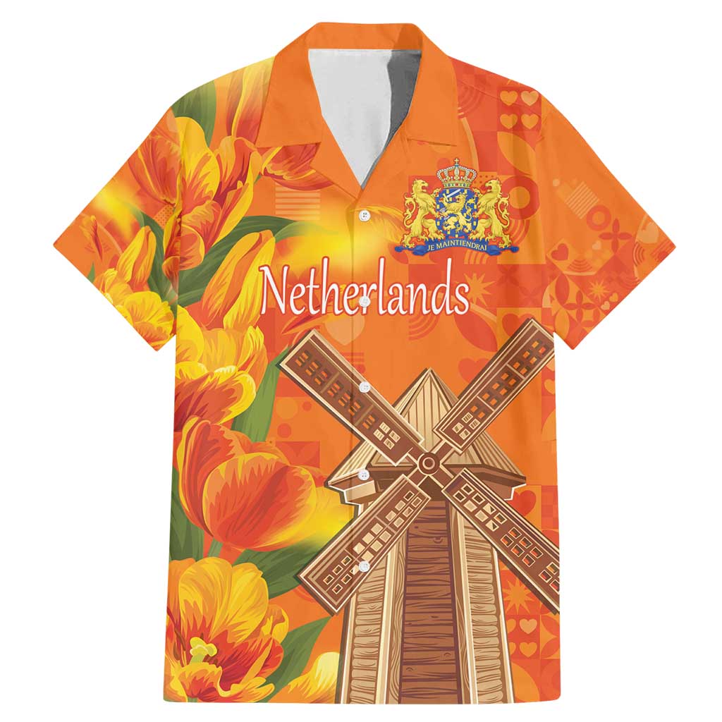 Personalized Netherlands Orange Tulip and Wildmill Family Matching Mermaid Dress and Hawaiian Shirt