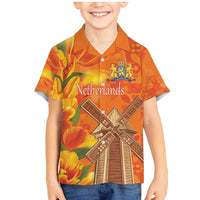 Personalized Netherlands Orange Tulip and Wildmill Family Matching Mermaid Dress and Hawaiian Shirt