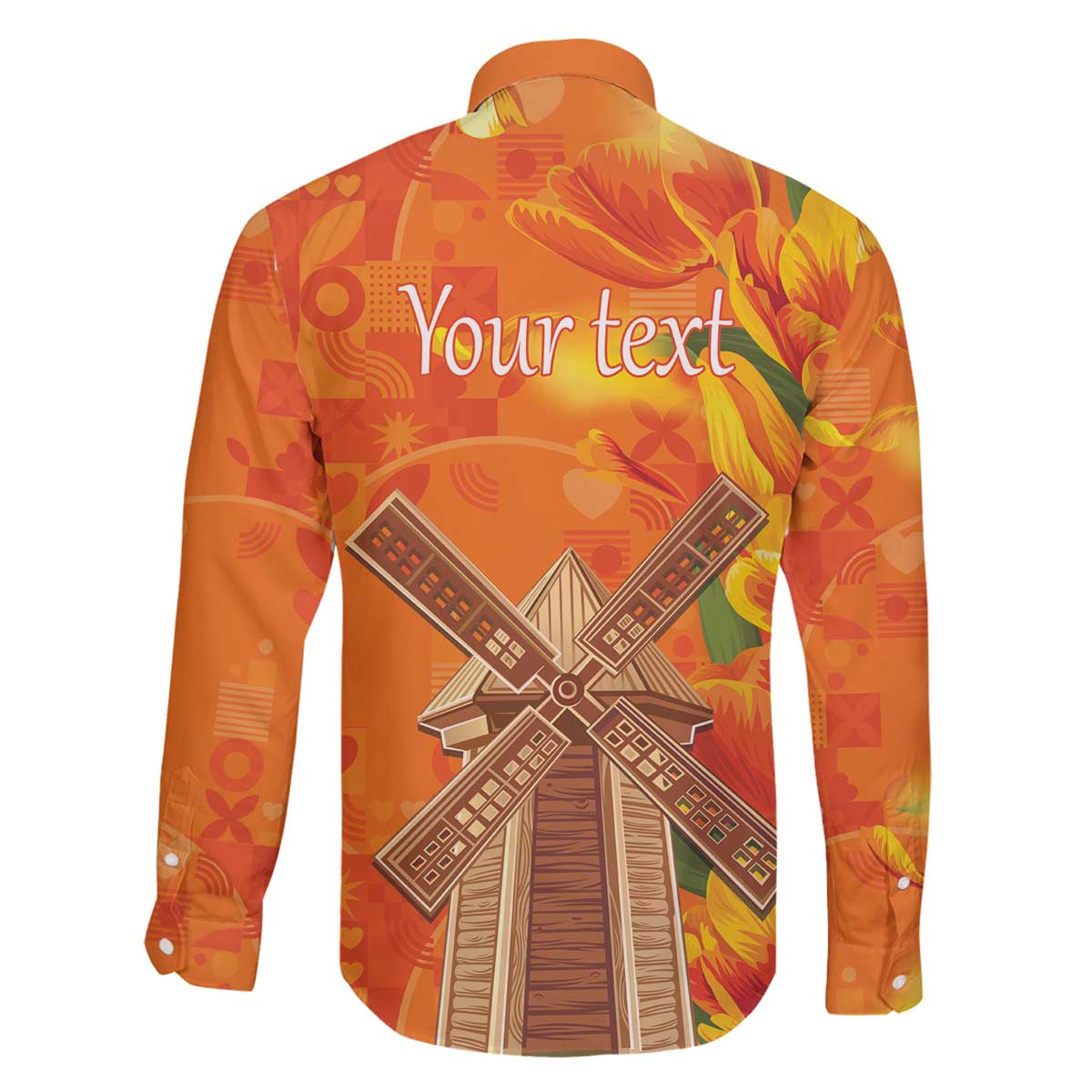 Personalized Netherlands Orange Tulip and Wildmill Family Matching Off The Shoulder Long Sleeve Dress and Hawaiian Shirt
