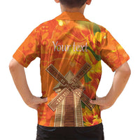 Personalized Netherlands Orange Tulip and Wildmill Family Matching Off Shoulder Maxi Dress and Hawaiian Shirt