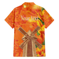 Personalized Netherlands Orange Tulip and Wildmill Family Matching Off Shoulder Short Dress and Hawaiian Shirt