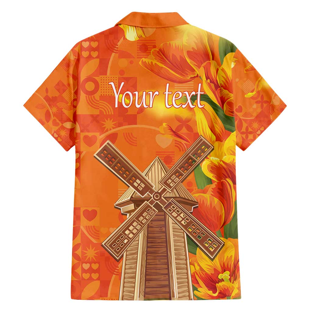 Personalized Netherlands Orange Tulip and Wildmill Family Matching Puletasi and Hawaiian Shirt
