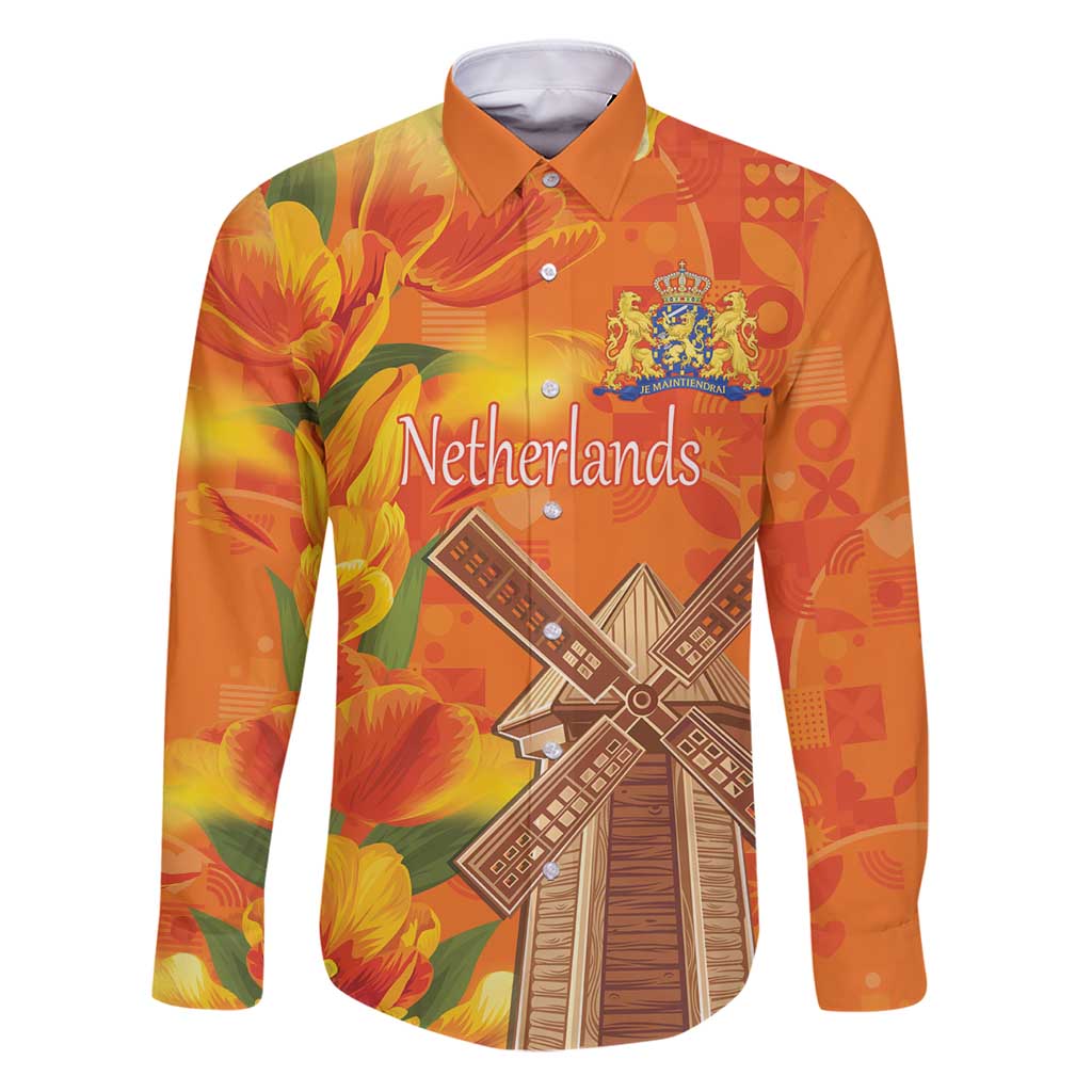 Personalized Netherlands Orange Tulip and Wildmill Family Matching Puletasi and Hawaiian Shirt