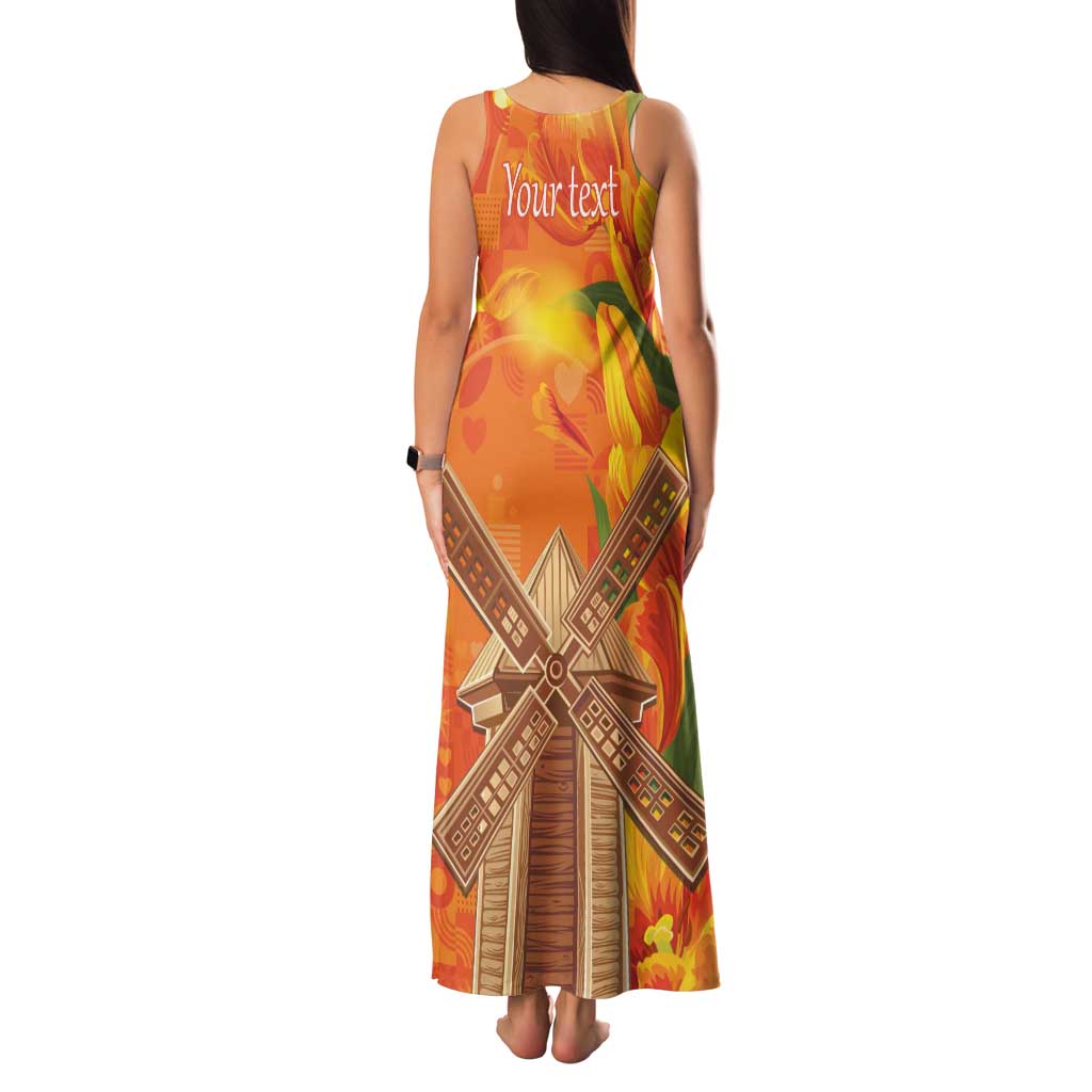 Personalized Netherlands Orange Tulip and Wildmill Family Matching Tank Maxi Dress and Hawaiian Shirt