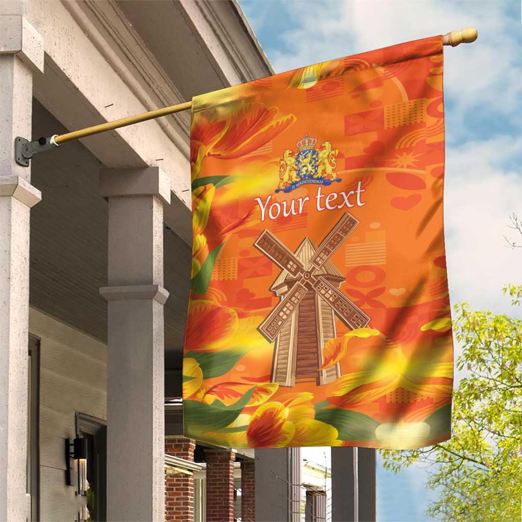 Personalized Netherlands Orange Tulip and Wildmill Garden Flag