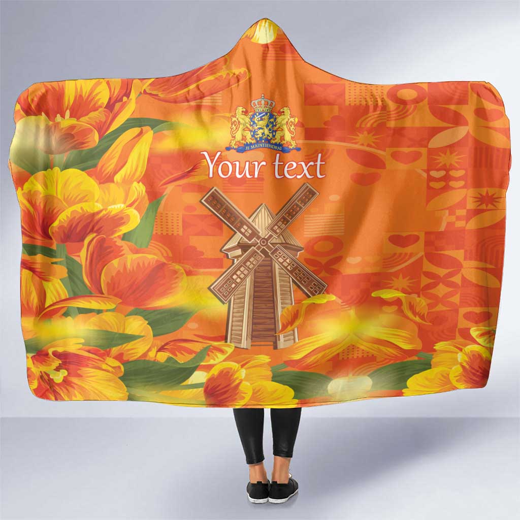 Personalized Netherlands Orange Tulip and Wildmill Hooded Blanket