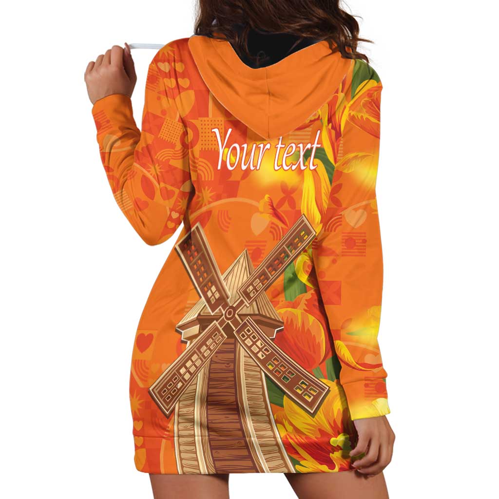 Personalized Netherlands Orange Tulip and Wildmill Hoodie Dress