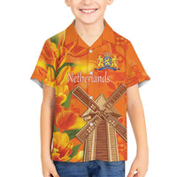 Personalized Netherlands Orange Tulip and Wildmill Kid Hawaiian Shirt