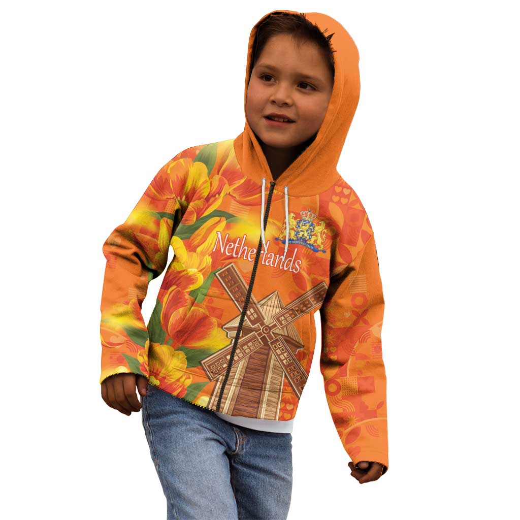 Personalized Netherlands Orange Tulip and Wildmill Kid Hoodie