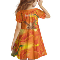 Personalized Netherlands Orange Tulip and Wildmill Kid Short Sleeve Dress