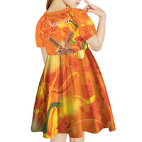 Personalized Netherlands Orange Tulip and Wildmill Kid Short Sleeve Dress