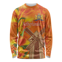 Personalized Netherlands Orange Tulip and Wildmill Long Sleeve Shirt