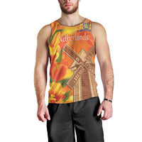 Personalized Netherlands Orange Tulip and Wildmill Men Tank Top