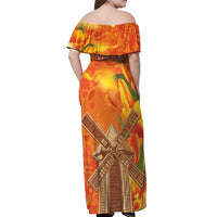 Personalized Netherlands Orange Tulip and Wildmill Off Shoulder Maxi Dress