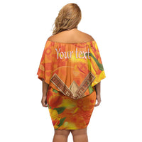 Personalized Netherlands Orange Tulip and Wildmill Off Shoulder Short Dress