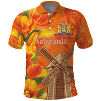 Personalized Netherlands Orange Tulip and Wildmill Polo Shirt