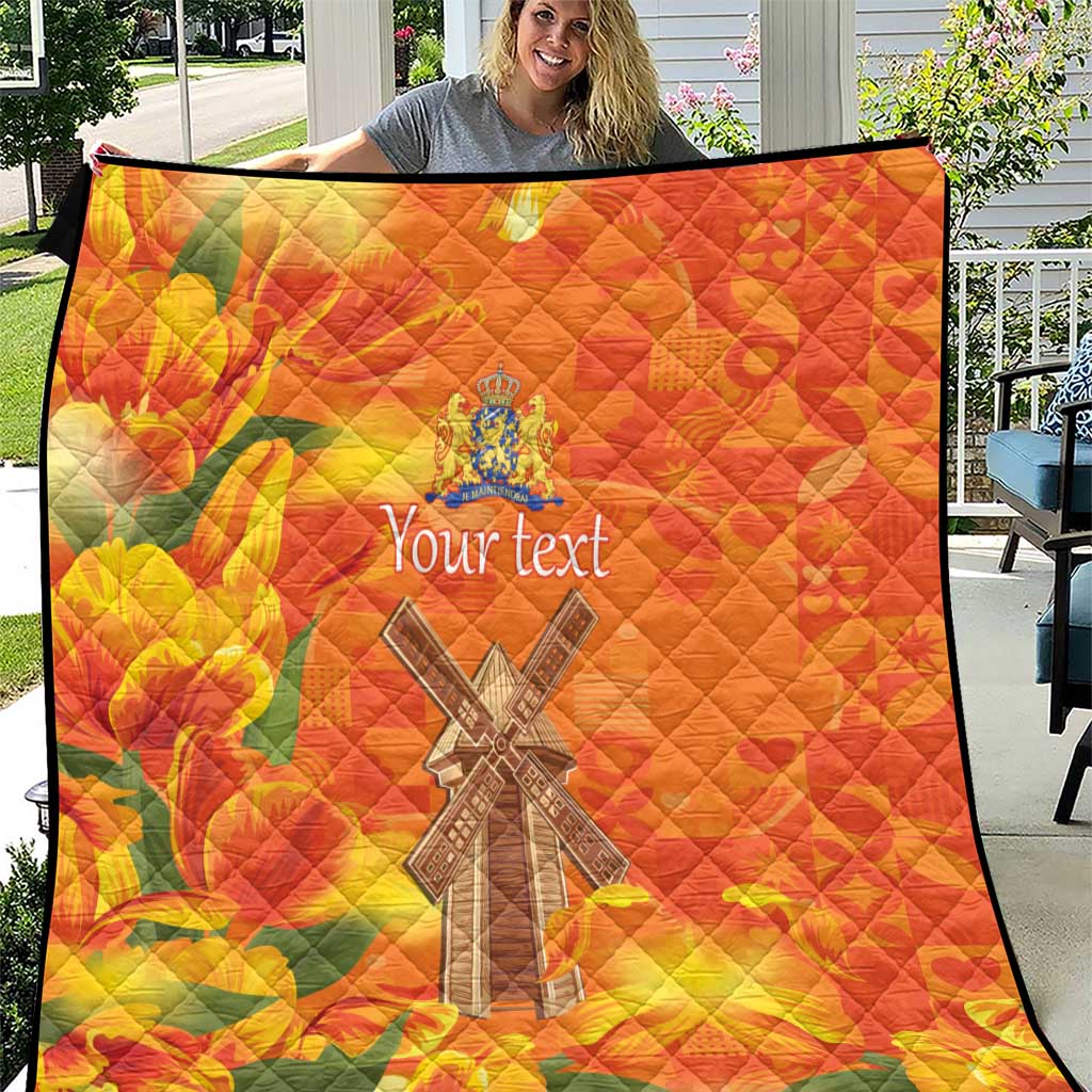 Personalized Netherlands Orange Tulip and Wildmill Quilt