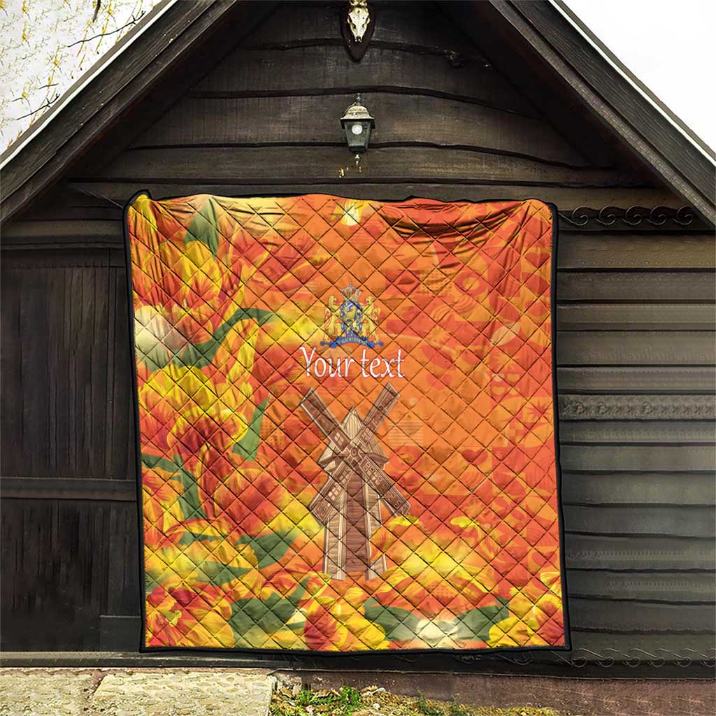 Personalized Netherlands Orange Tulip and Wildmill Quilt