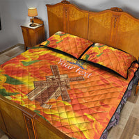 Personalized Netherlands Orange Tulip and Wildmill Quilt Bed Set