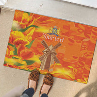 Personalized Netherlands Orange Tulip and Wildmill Rubber Doormat