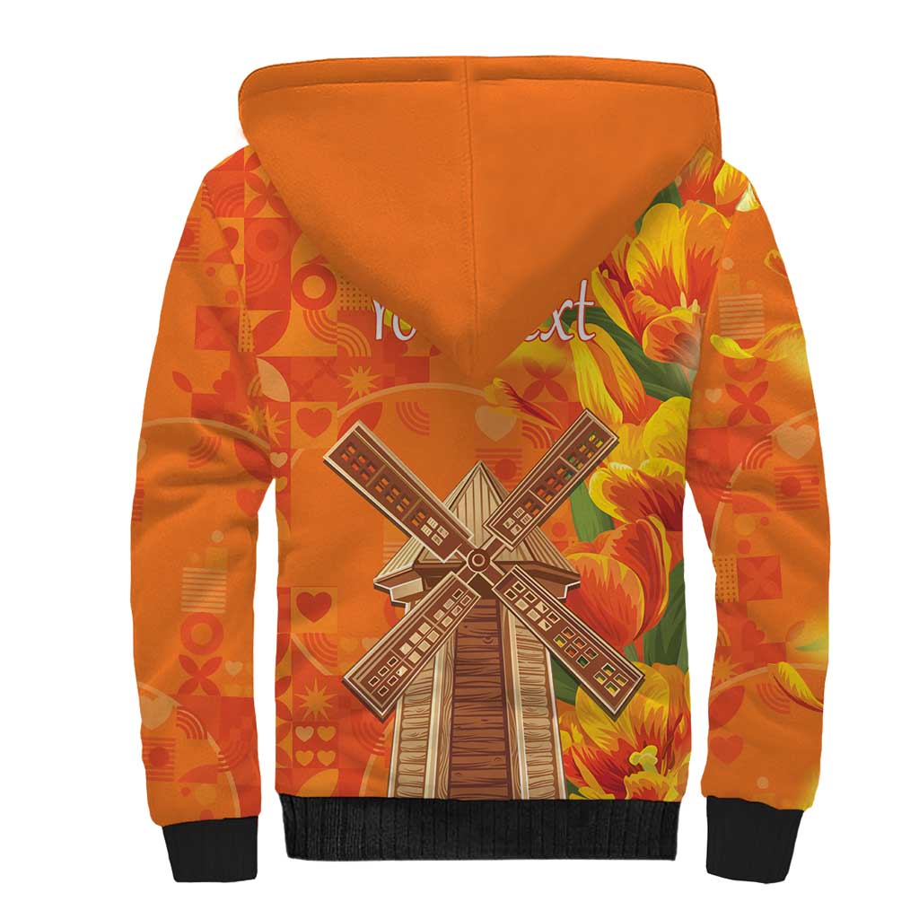 Personalized Netherlands Orange Tulip and Wildmill Sherpa Hoodie