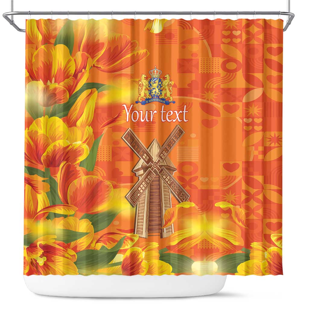 Personalized Netherlands Orange Tulip and Wildmill Shower Curtain