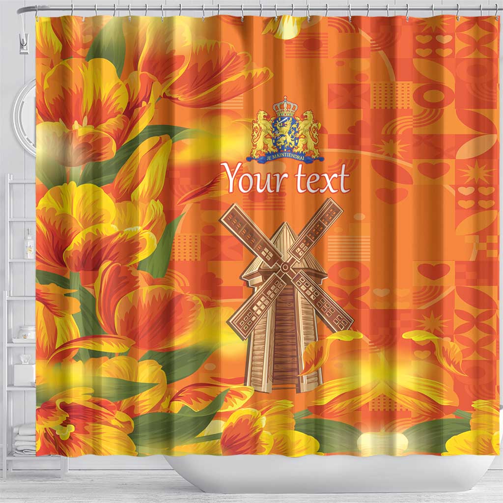 Personalized Netherlands Orange Tulip and Wildmill Shower Curtain