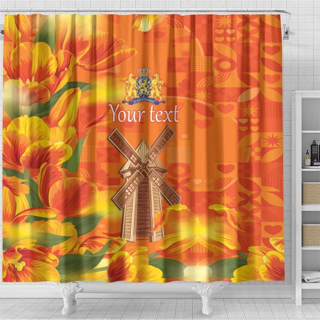 Personalized Netherlands Orange Tulip and Wildmill Shower Curtain