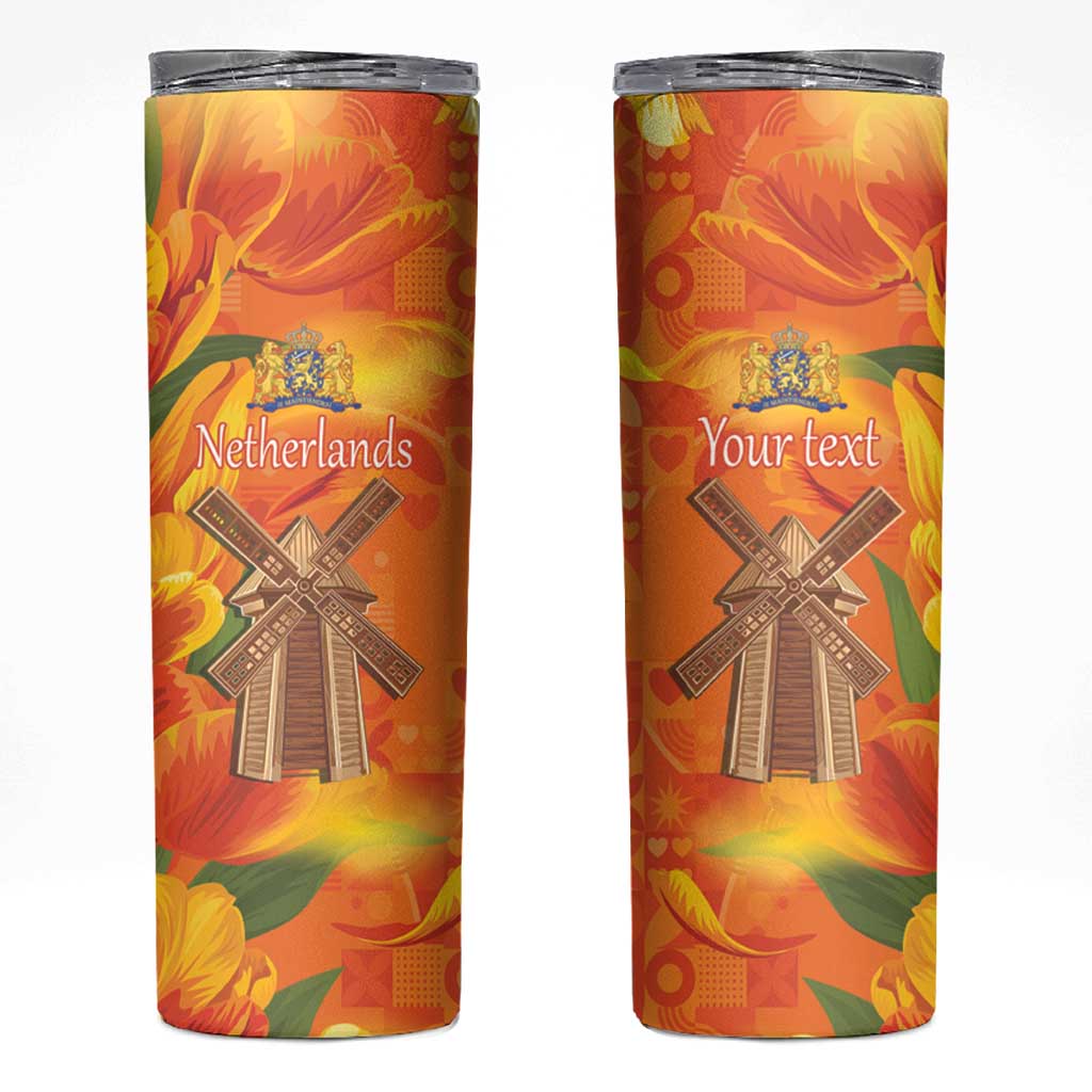 Personalized Netherlands Orange Tulip and Wildmill Skinny Tumbler