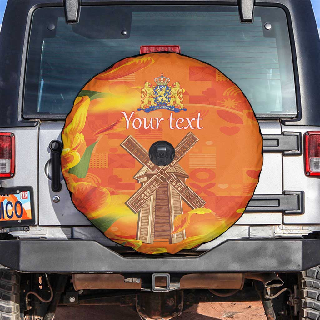 Personalized Netherlands Orange Tulip and Wildmill Spare Tire Cover