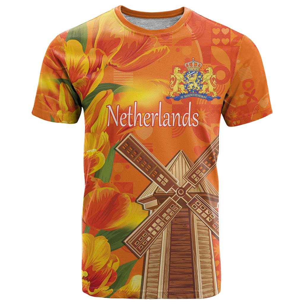 Personalized Netherlands Orange Tulip and Wildmill T Shirt