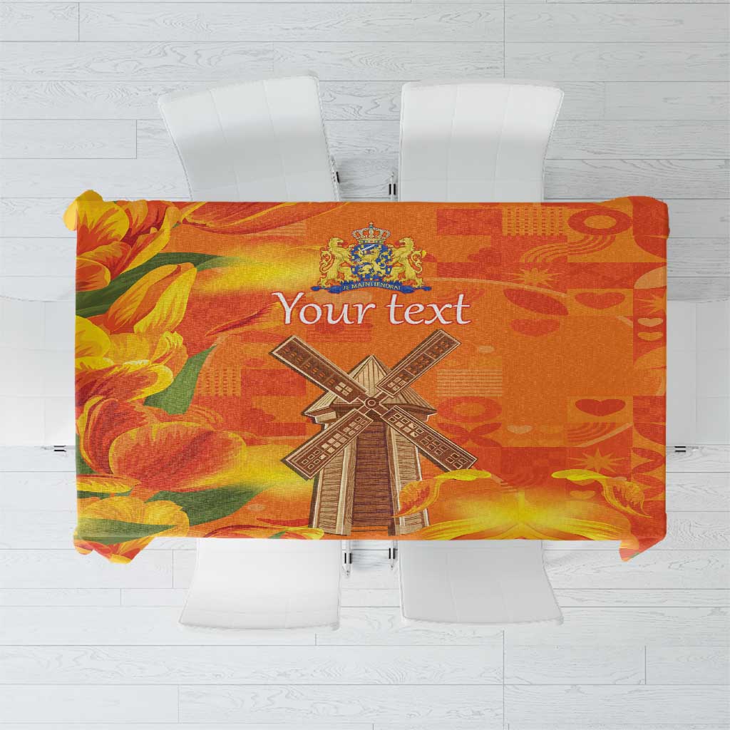 Personalized Netherlands Orange Tulip and Wildmill Tablecloth